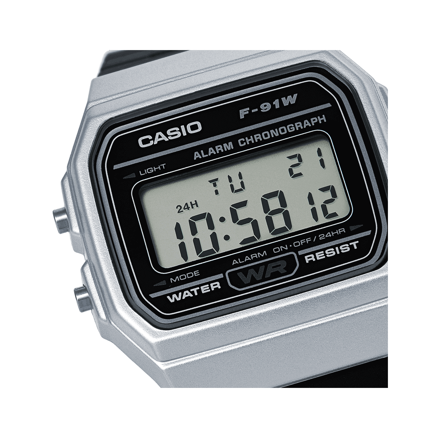 Casio F-91WM-7AEF Unisex Digital Resin Strap Watch - Silver