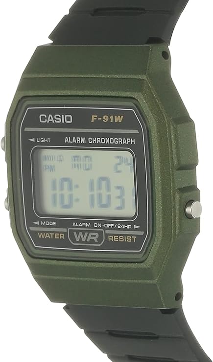 Casio F-91WM-3AEF Unisex Digital Resin Strap Watch - Dark Green
