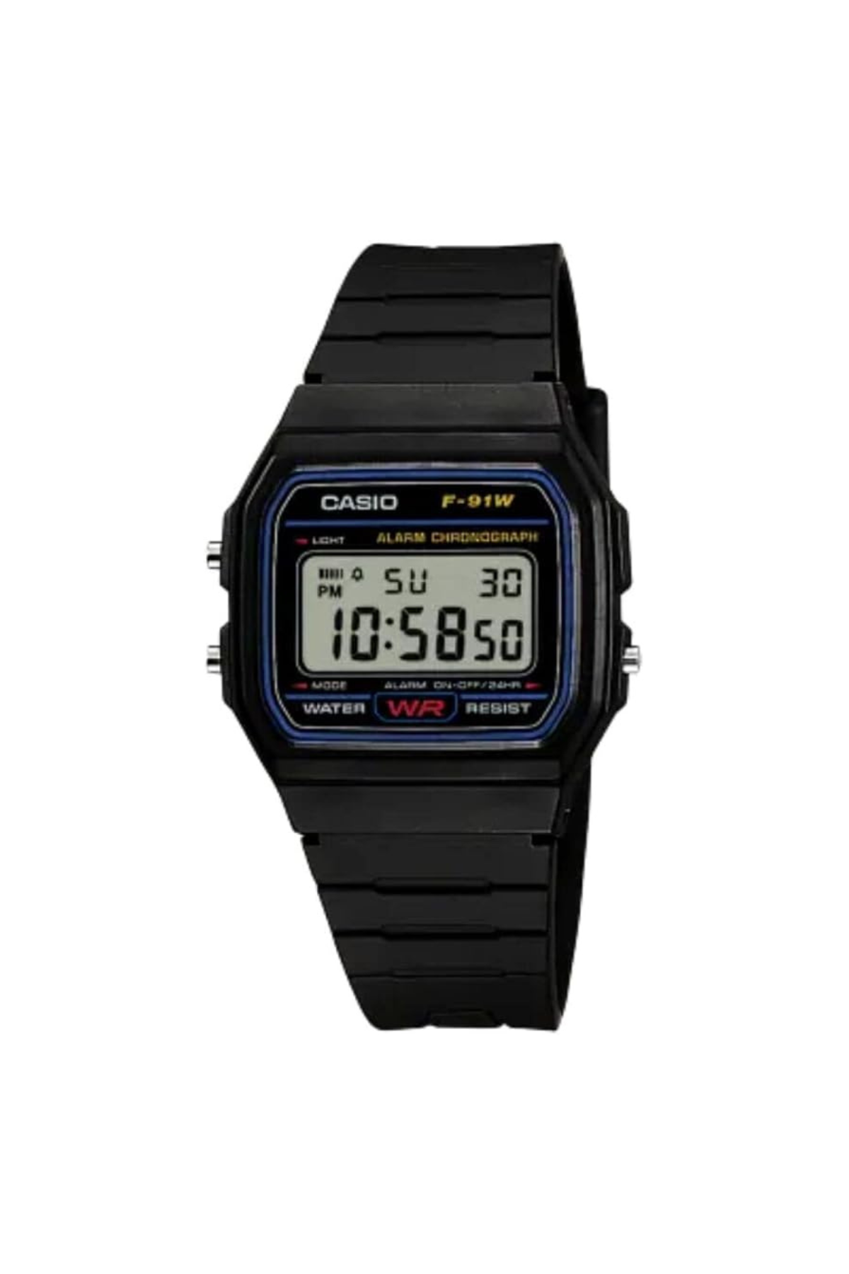 Casio F-91W-1XYL Unisex Digital Resin Strap Watch - Black