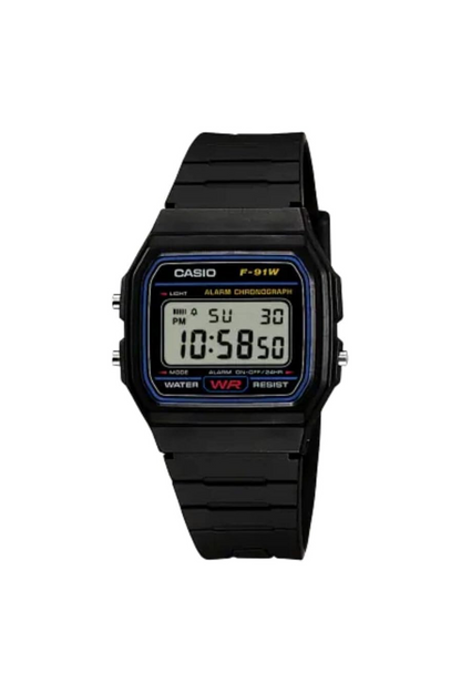 Casio F-91W-1XYL Unisex Digital Resin Strap Watch - Black