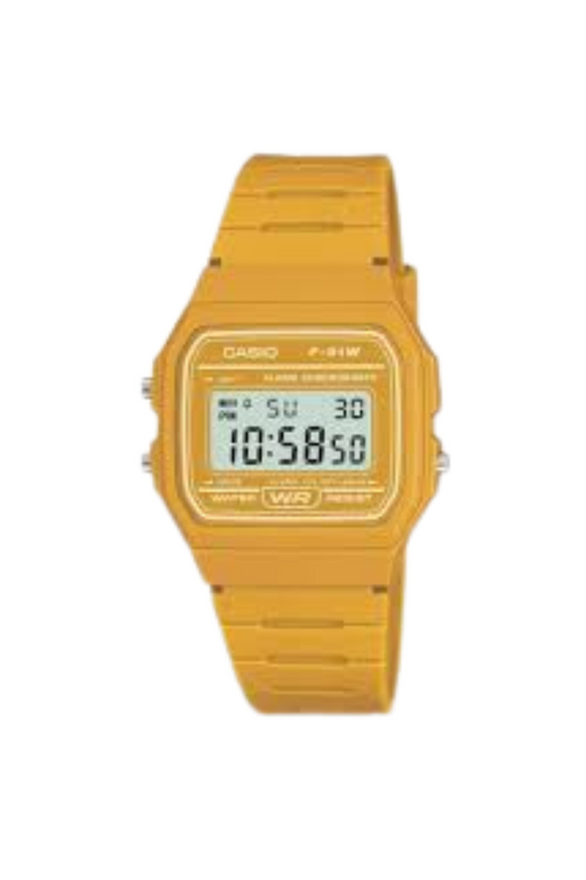 Casio F-91WC-9AEF Unisex Digital Resin Strap Watch - Mustard Yellow