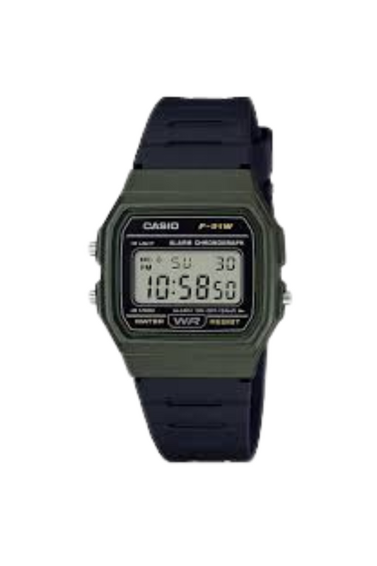 Casio F-91WM-3AEF Unisex Digital Resin Strap Watch - Dark Green