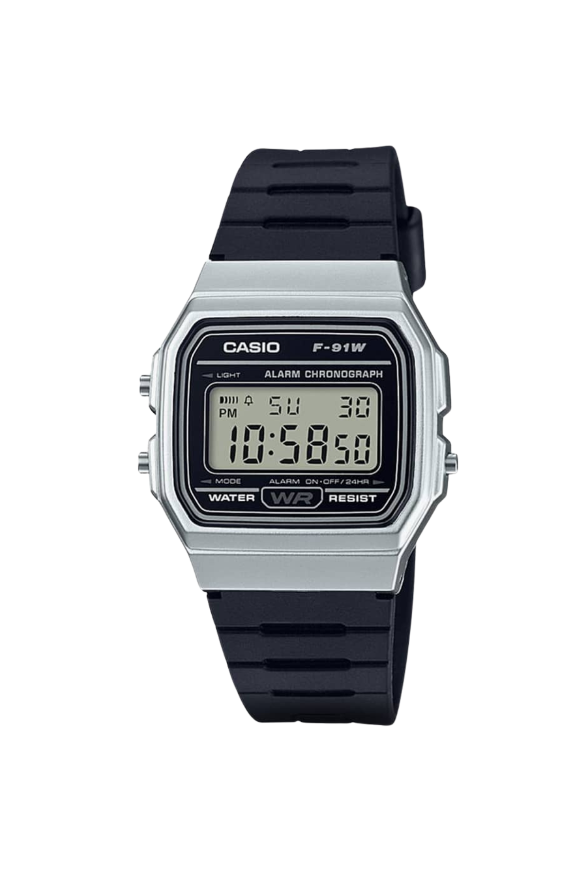 Casio F-91WM-7AEF Unisex Digital Resin Strap Watch - Silver