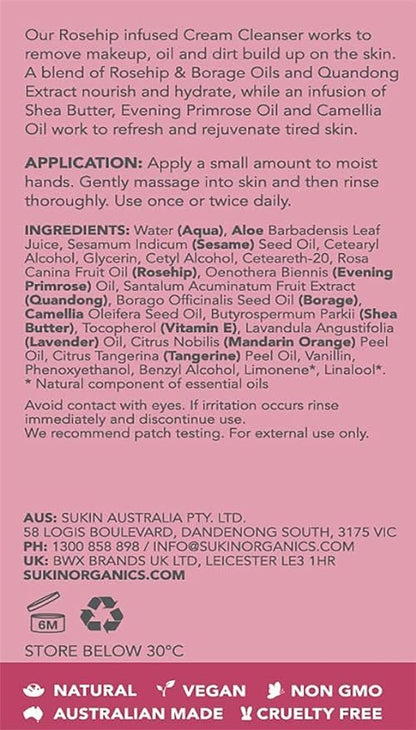 Sukin Natural Rosehip Nourishing Cream Cleanser - 125ml