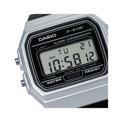 Casio F-91WM-7AEF Unisex Digital Resin Strap Watch - Silver